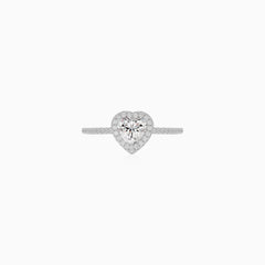 Sterling Silver Heart Halo Ring