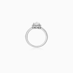 Sterling Silver Heart Halo Ring