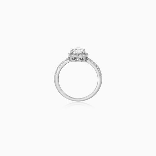 Sterling Silver Heart Halo Ring