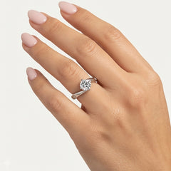 Sterling Silver Solitaire Cubic Zirconia Ring