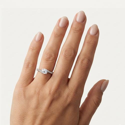 Sterling Silver Round Zirconia Pavé Ring