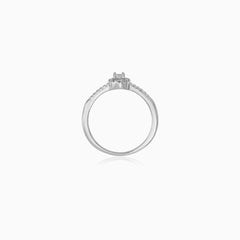 Sterling Silver Pavé Halo Ring