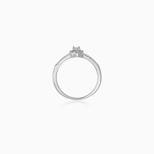 Sterling Silver Pavé Halo Ring