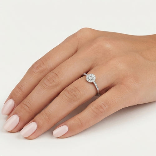 Sterling Silver Pavé Halo Ring