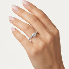 Sterling Silver Heart Cut Pavé Ring
