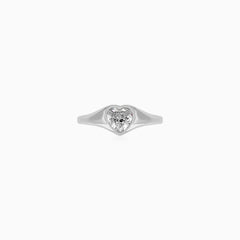 Sterling Silver Heart-Cut Zirconia Ring