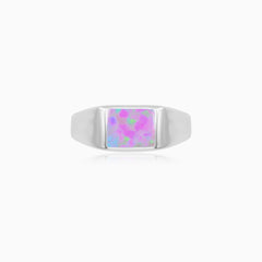 Sterling Silver Square Opal Signet Ring