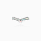Sterling Silver Opal Chevron Ring