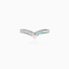 Sterling Silver Opal Chevron Ring