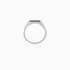 Silver Black Onyx Square Signet Ring