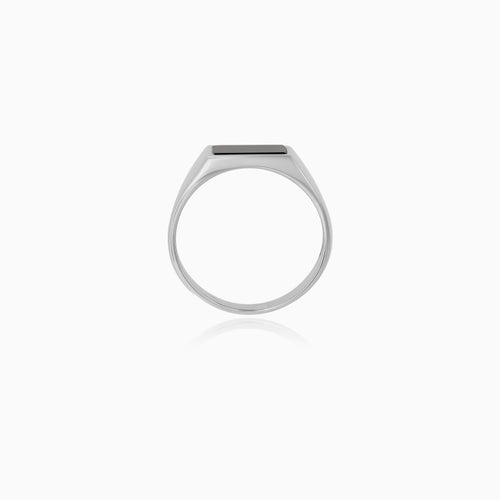 Silver Black Onyx Square Signet Ring