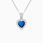 Pendentif cœur en argent sterling avec saphir