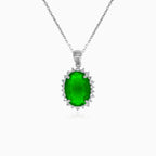 Halo-Sterlingsilber-Anhänger mit ovalem Smaragd