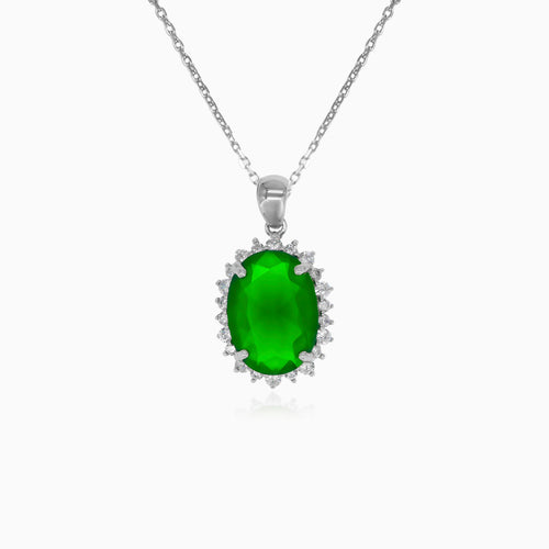 Halo-Sterlingsilber-Anhänger mit ovalem Smaragd