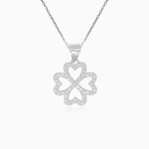 Damen Silberanhänger Kleeblatt mit Zirkonia