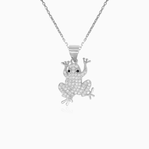 Sterlingsilber Froschpendant mit Onyx