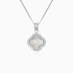 Halo sterling silver clover pearl pendant