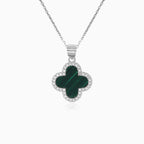 Sterling silver clover green agate pendant