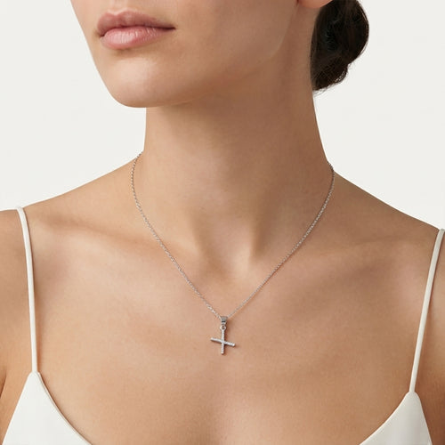 Sterling Silver Zircon Letter X Pendant