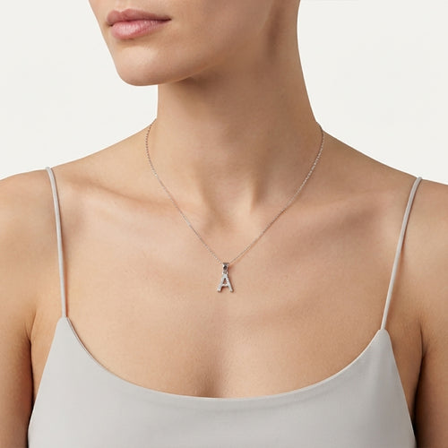 Sterling Silver Zircon Letter A Pendant