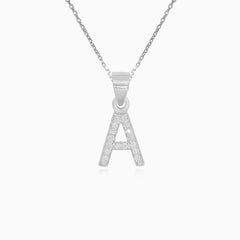 Sterling Silver Zircon Letter A Pendant