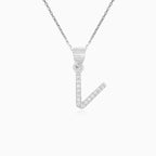 Sterling Silver Pavé Letter V Pendant