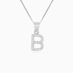 Sterling Silver Zirconia Letter B Pendant