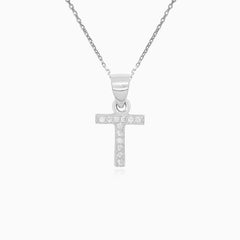 Sterling Silver Zircon Letter T Pendant