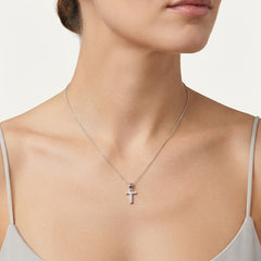 Sterling Silver Zircon Letter T Pendant