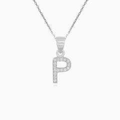 Sterling Silver Pavé Letter P Pendant