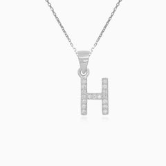 Sterling Silver Pavé Letter H Pendant