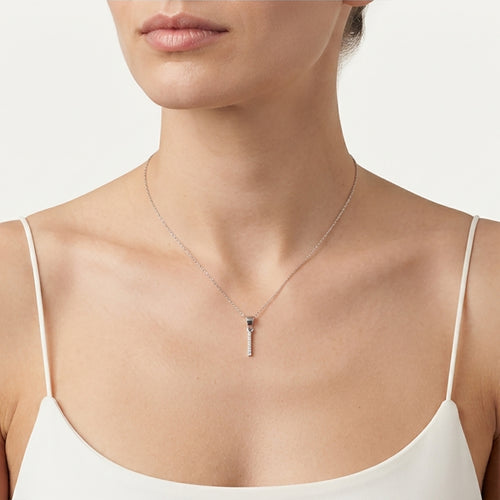 Sterling Silver Pavé Letter I Pendant