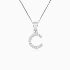 Sterling Silver Pavé Letter C Pendant