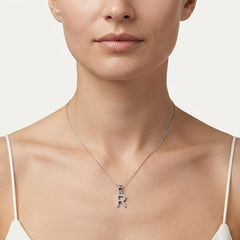 Sterling Silver Pavé Letter R Pendant