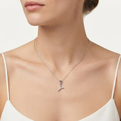 Sterling Silver Zircon Letter Y Pendant