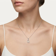 Sterling Silver Letter Q Zircon Pendant