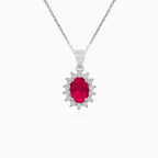 Sterling Silver Ruby Halo Pendant