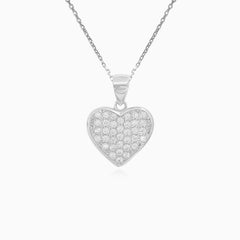 Sterling Silver Pavé Heart Pendant