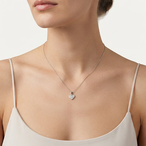 Sterling Silver Pavé Heart Pendant
