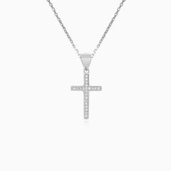 Sterling Silver Pavé Cross Pendant