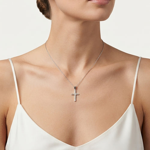 Sterling Silver Pavé Cross Pendant