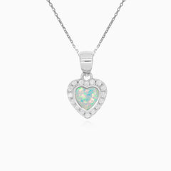 Sterling Silver Heart Opal Pendant