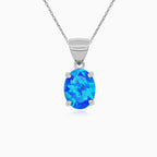 Sterling Silver Oval Blue Opal Pendant