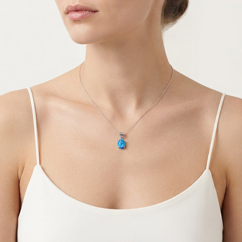 Sterling Silver Oval Blue Opal Pendant