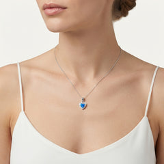 Sterling Silver Blue Opal Heart Pendant