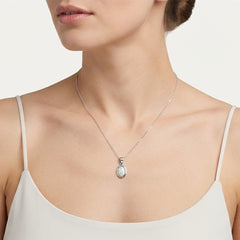 Sterling Silver Oval White Opal Pendant