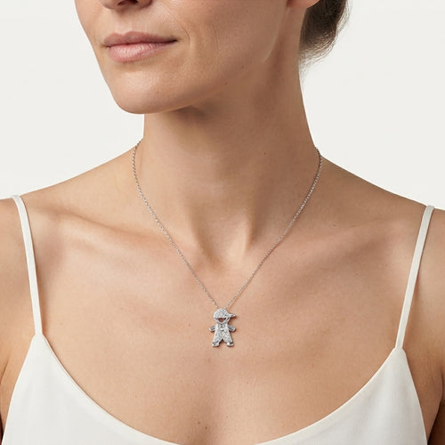 Sterling Silver Boy Pendant With Zirconia