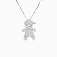 Sterling Silver Boy Pendant With Zirconia