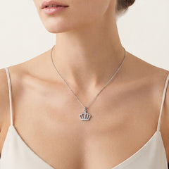 Sterling Silver Crown Pendant with Cubic Zirconia