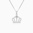 Sterling Silver Crown Pendant with Cubic Zirconia